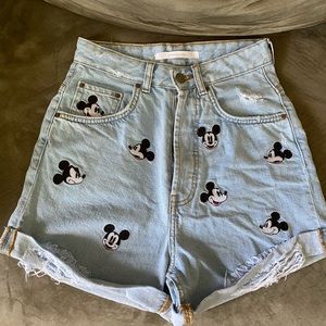 Authentic Zara Mickey Mouse denim shorts